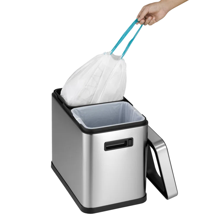 Home Zone Living Home Zone Living Open Top Trash Can Dual Removable Liners for Trash and Recycling Stainless Steel