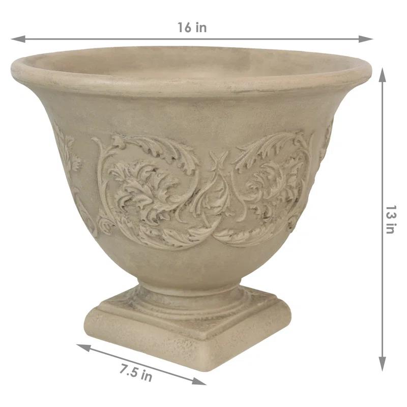 SunnyDaze Decor Darcy 16" x 16" x 13" Round Polyresin Urn Outdoor Planter Pot