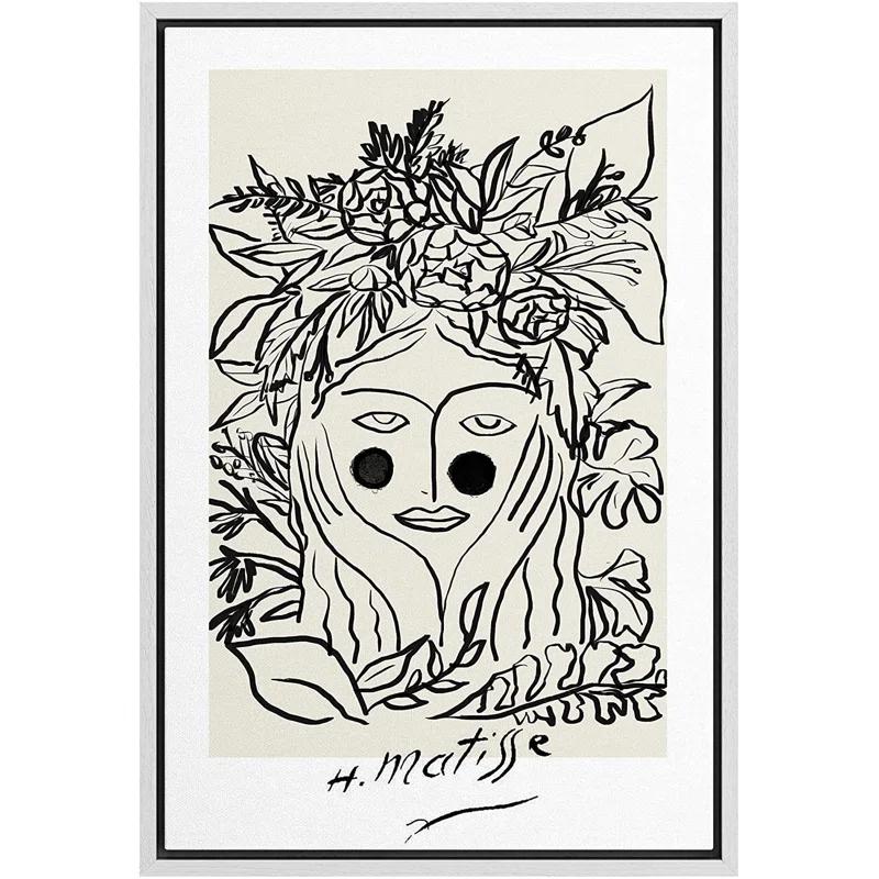 SIGNLEADER Abstract Black Floral Woman Artwork Modern Wall Art Framed Canvas by Henri Matisse Painting Print