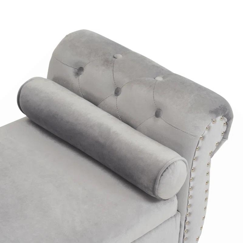 Velvet Multifunctional Storage Rectangular Ottoman Bench With 1 Pillow