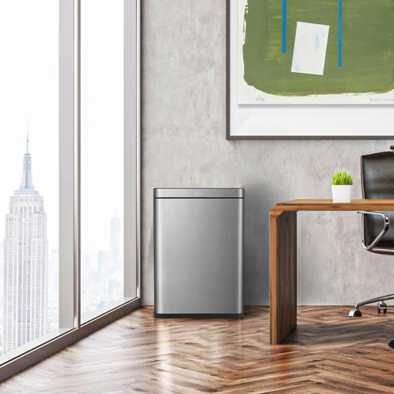 Home Zone Living Home Zone Living Open Top Trash Can Dual Removable Liners for Trash and Recycling Stainless Steel