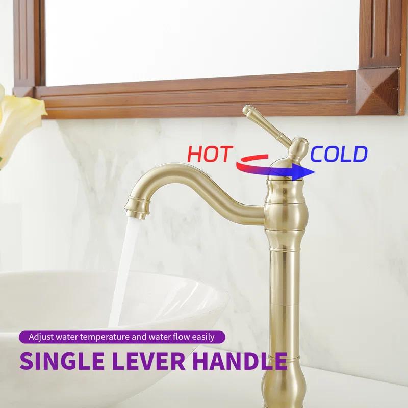 VIBRANTBATH 9310-BG Vessel Sink Faucet Single-handle Bathroom Faucet with Drain Assembly