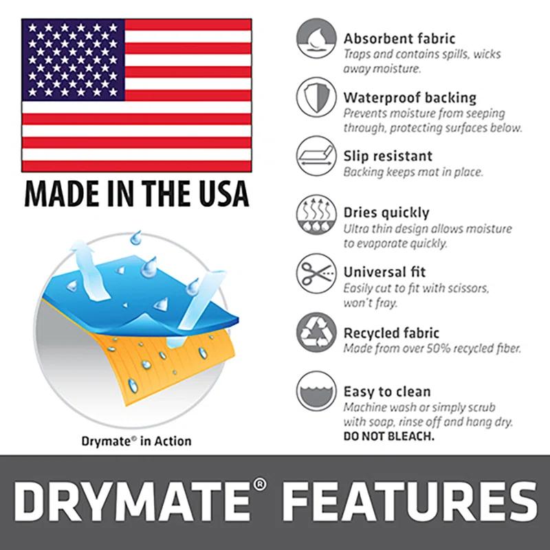 Drymate Pet Bowl Placemat, Feeding Mat For Dog & Cat - Thin, Absorbent, Waterproof, Machine Washable