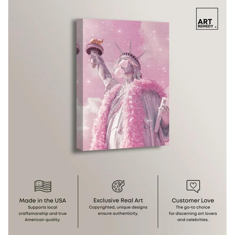 Art Remedy Statue of Style and Pop Canvas Pink Pop Wall Art by Art Remedy