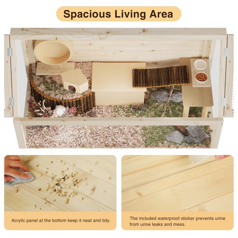 Tucker Murphy Pet™ Wooden Hamster Cage With Storage Shelf,Ventilated Small Animal Cage For Guinea Pig,Rat,Hedgehog,Chinchilla,Large Hamster Cages And Habitats With Acrylic Panels & Reviews | Wayfair