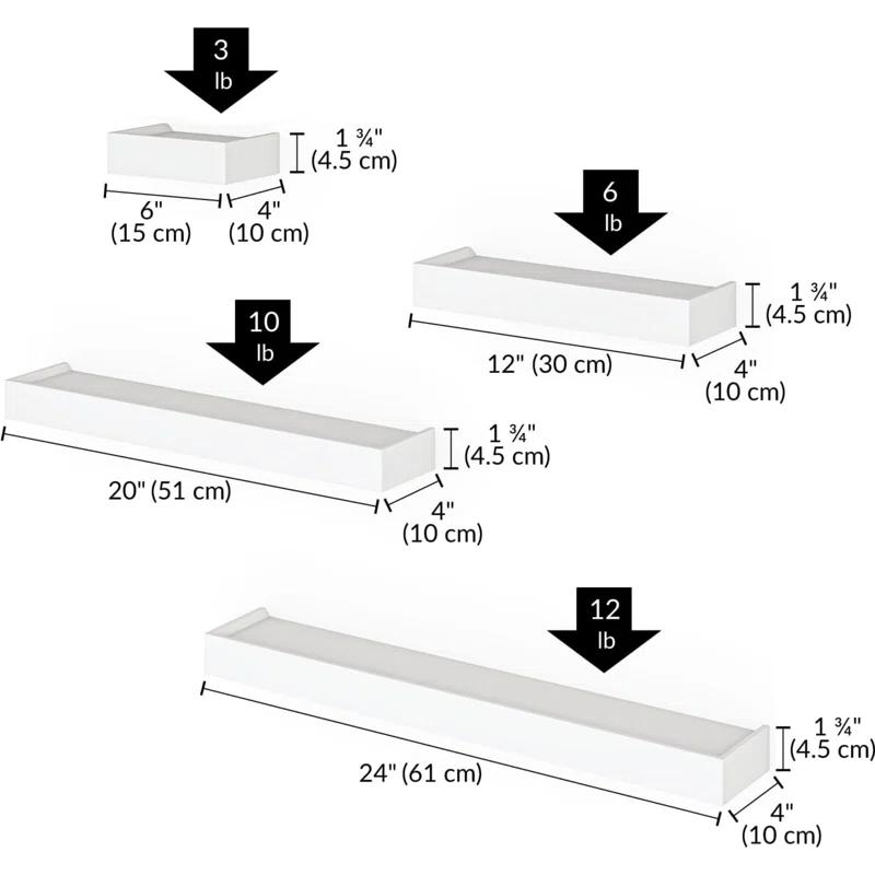 Ballucci Array 4 Piece Floating Wall Shelves Set