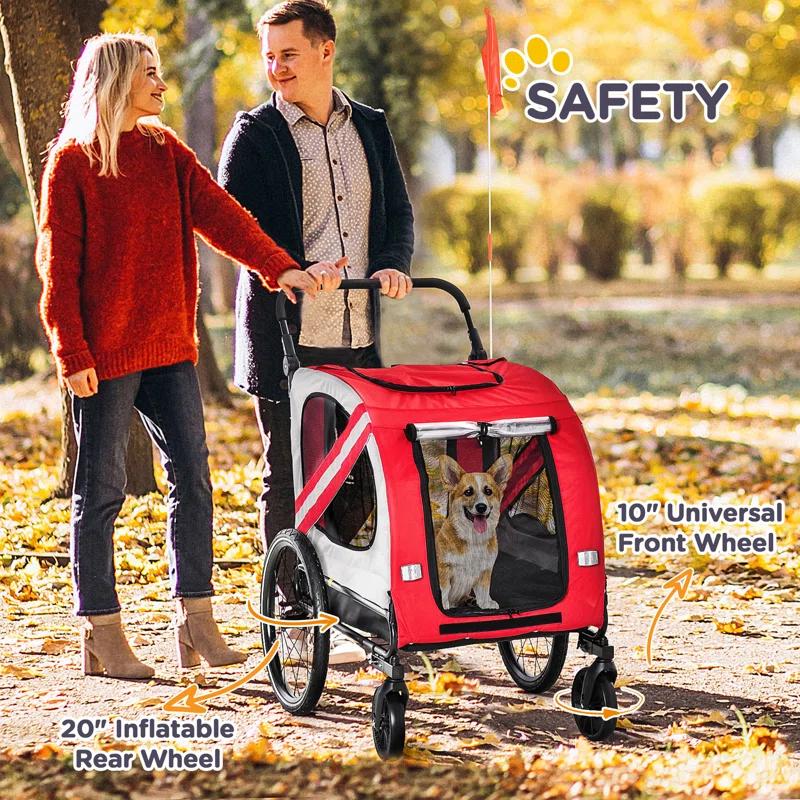 Aosom Foldable Pet Jogger Stroller with Detachable Carrier