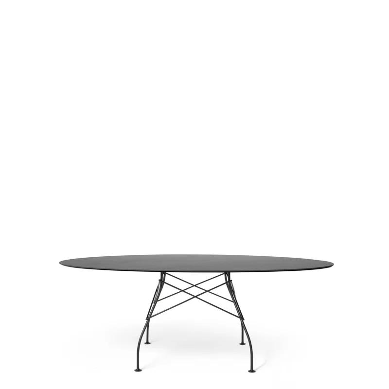 Kartell Glossy Oval Metal Base Dining Table