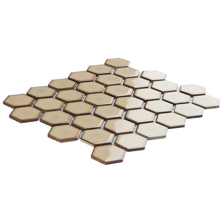 Merola Tile Hudson Due 2" Hex 10-7/8 " x 12-5/8 " Porcelain Mosaic Floor and Wall Tile
