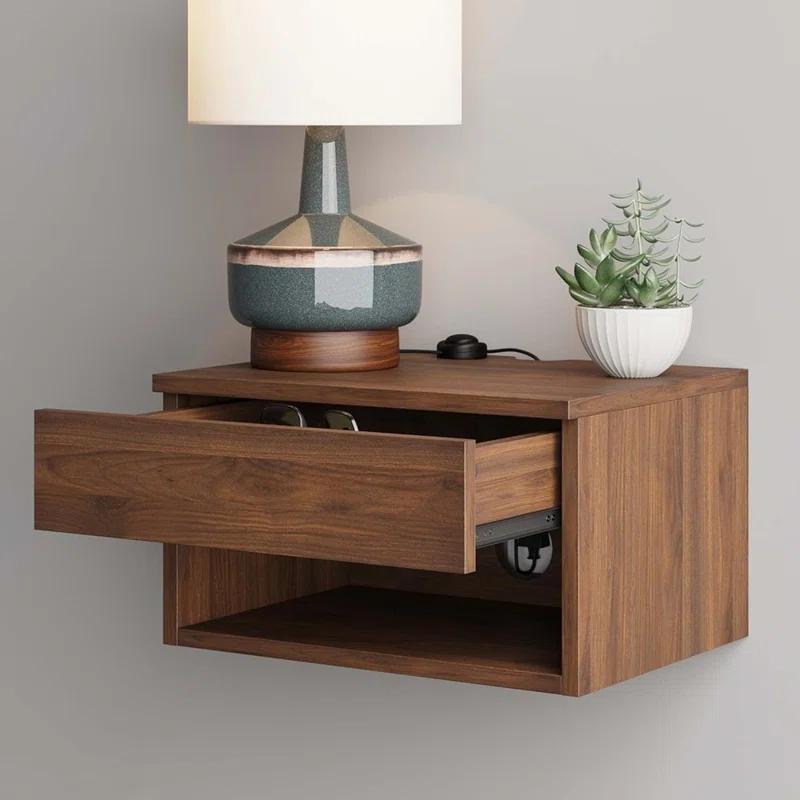 Nathan James Modern Floating Bedroom Nightstand with Storage Drawer and Open Shelf Cubby & Reviews | Wayfair