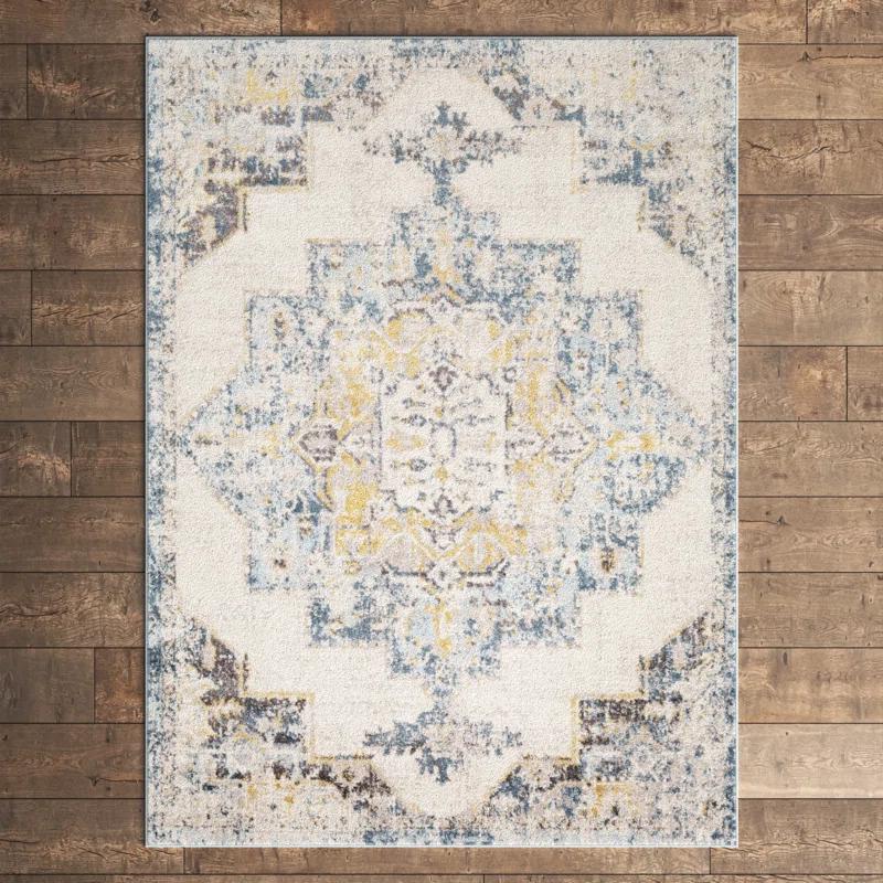 Elegant Ankara Blue 5'3" x 7'3" Reversible Synthetic Rug