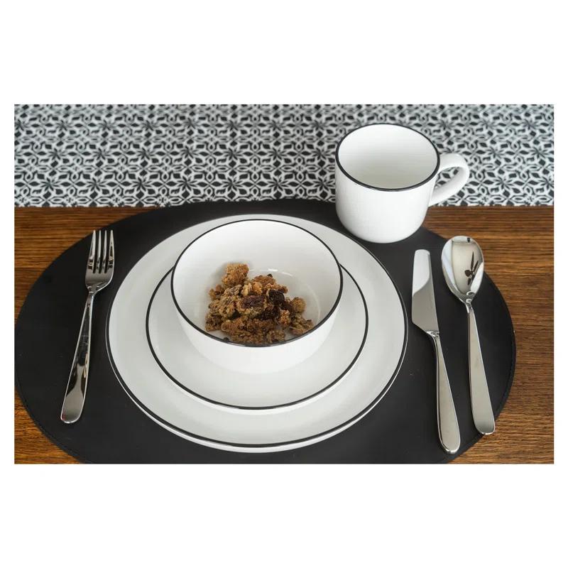 BIA Cordon Bleu BIA Cordon Bleu 16-Piece, Stackable Black Rim Dinnerware Set