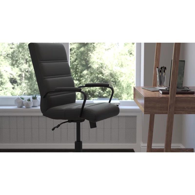 Flash Furniture Mid-Back Executive Swivel Office Chair with Arms, and Transparent Roller Wheels