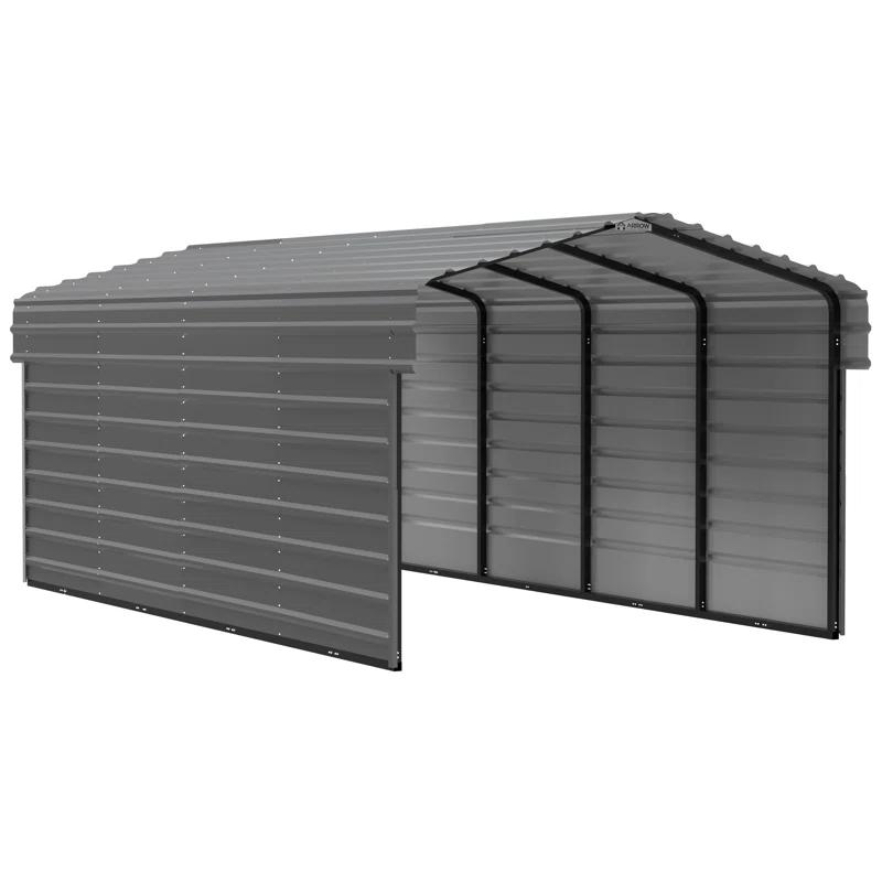 Arrow 10 ft Eggshell Carport with 2-sided Enclosure