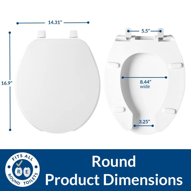 Bemis 7E75 000 BEMIS 75 Commercial Open Front Toilet Seat with Cover, ROUND, Plastic, White