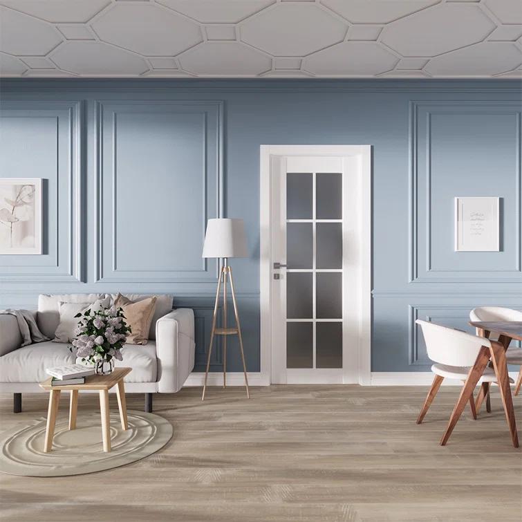 Belldinni Smart Pro 8 Lite Polar White Manufactured Wood and Frosted Glass Interior Door Slab