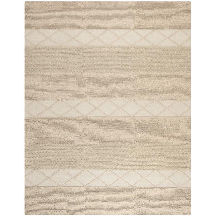 Highland Dunes Tulane Natura Hand Woven Wool/Cotton Geometric Rug in Beige