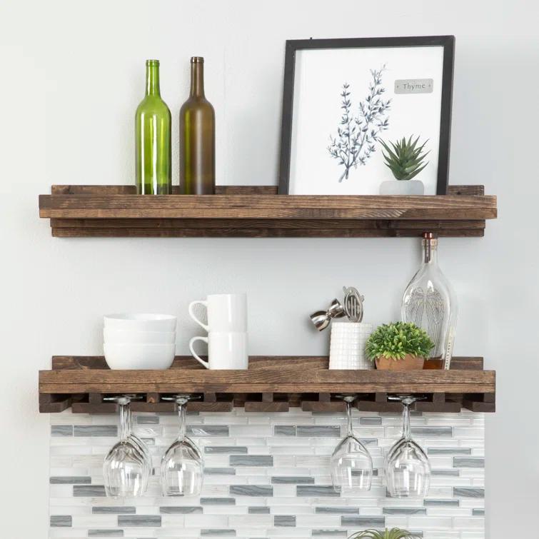 Birch Lane™ Charla Solid Wood Wall Mounted Wine Glass Rack