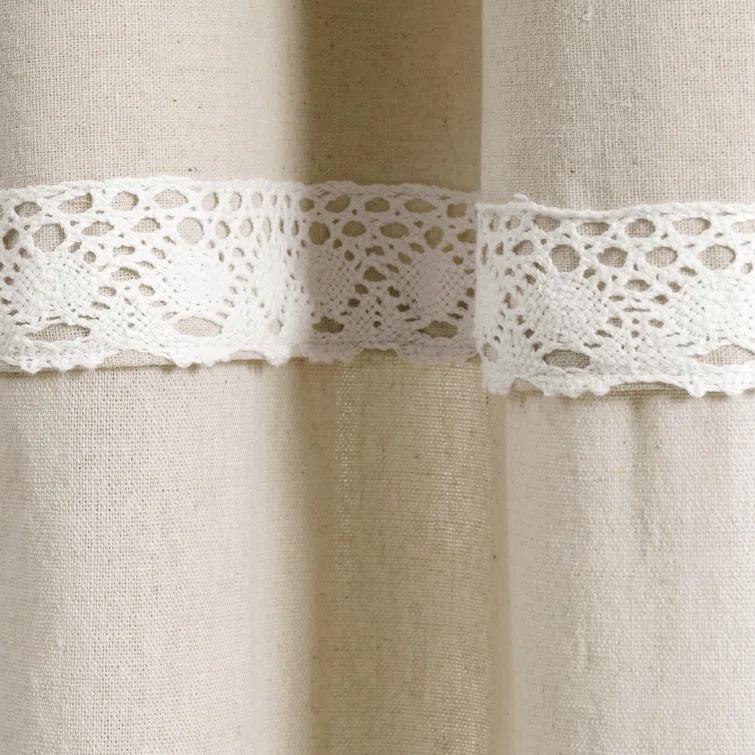 Lush Decor Linen Lace Linen Curtain Pair (Set of 2)