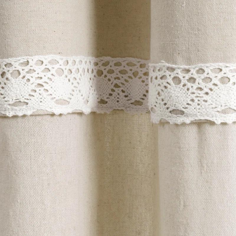 Lush Decor Linen Lace Linen Curtain Pair (Set of 2)