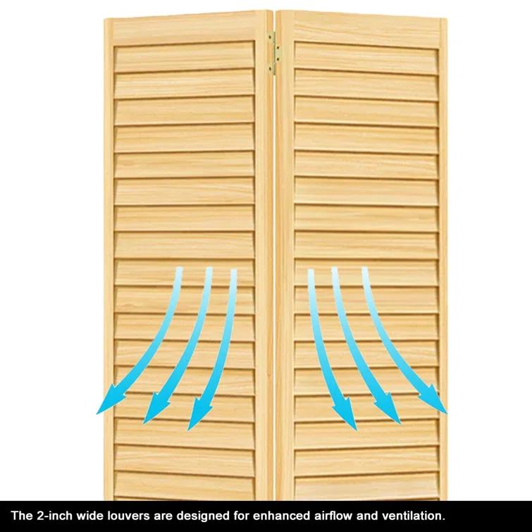 Calhome 80'' Solid Wood Louvered Bi-Fold Door