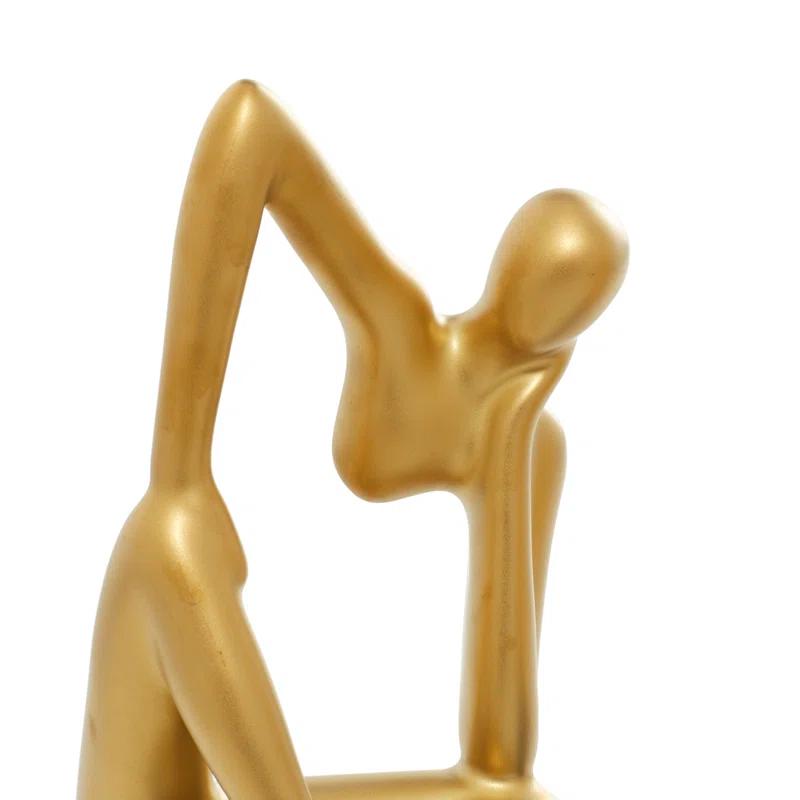 CosmoLiving by Cosmopolitan Porcelain Ceramic Sitting Thinker People Decorative Sculpture Set