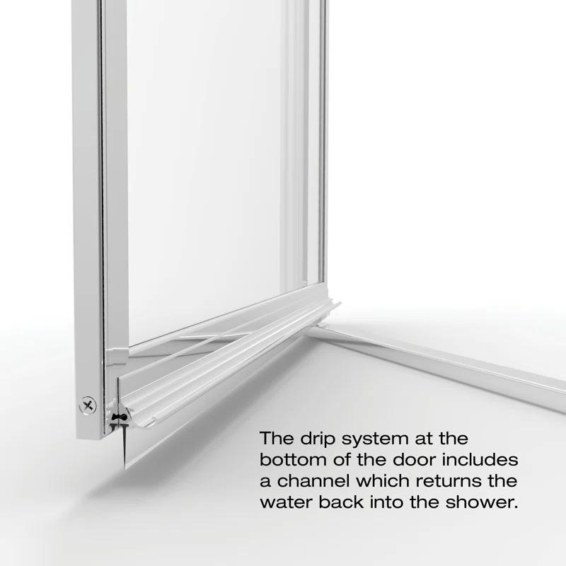 Deluxe 57.625'' W 68.6'' H Framed Neo-angle Reversible Shower Enclosure