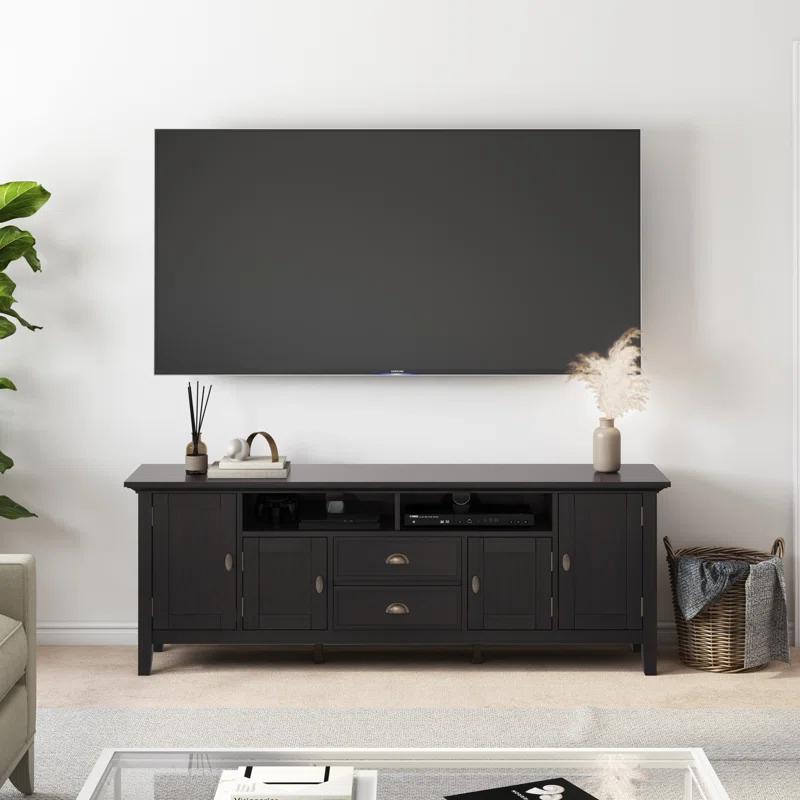 Simpli Home Redmond 72"W Solid Wood TV Stand for TVs up to 80" with Storage Cabinets