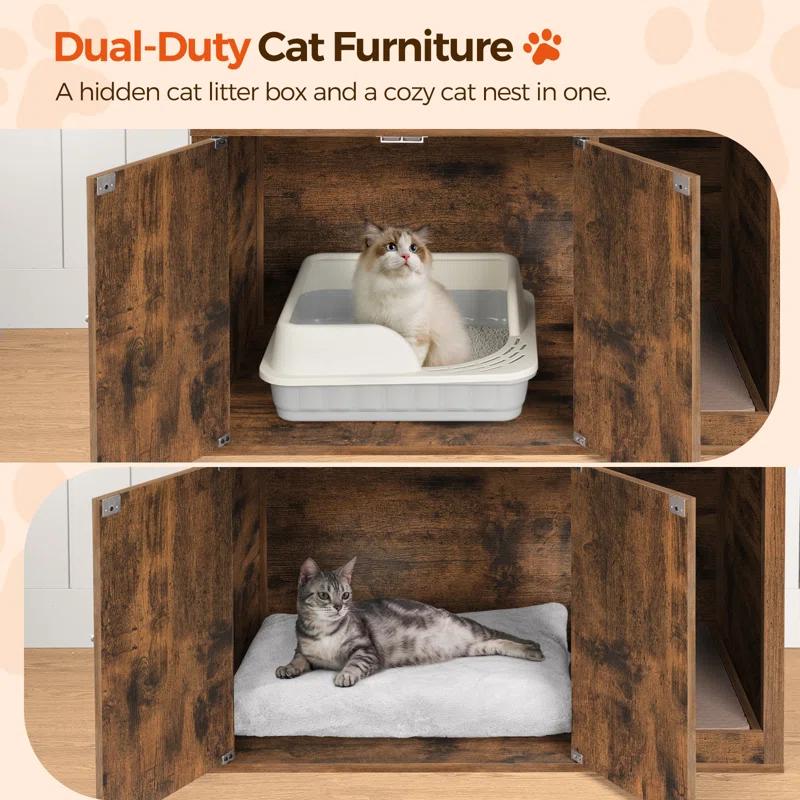 Archie & Oscar™ Cat Tree Hidden Cat Litter Box Furniture With Condo And Plush Ball