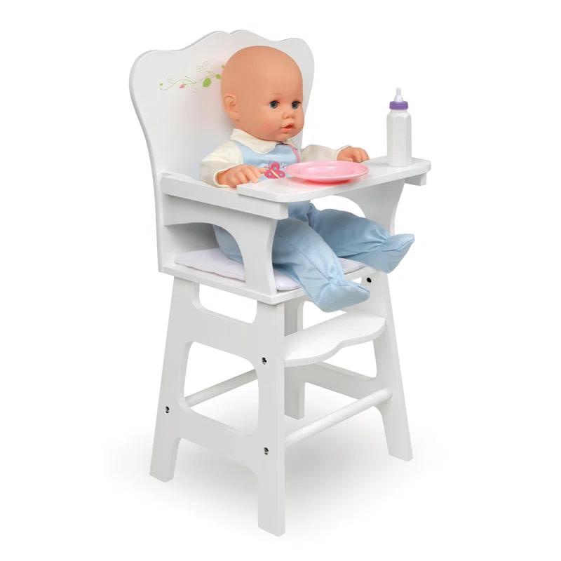 Badger Basket Doll High Chair with Padded Seat - White Rose