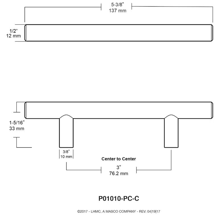 Franklin Brass Builder's Program Decorative Cabinet 3 3/4" Center to Center Bar Pull