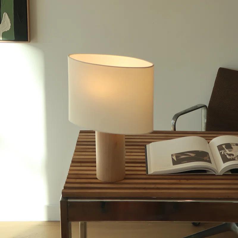 Mia 15.75" Midcentury LED Table Lamp With Natural Maple Wood Base