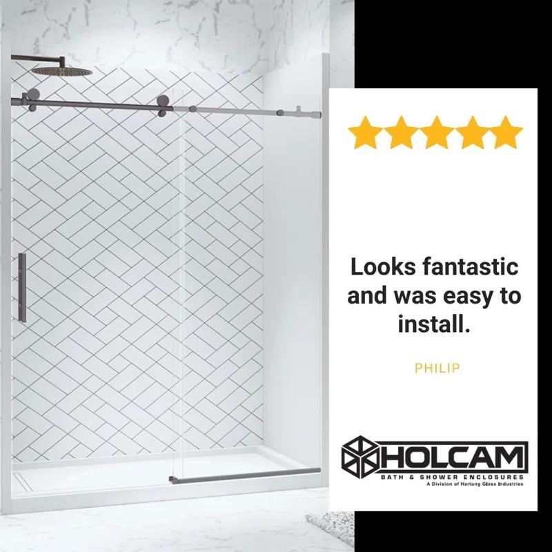 Holcam ECSE180.BNK.CLR.6074.HS Eclipse 56" W x 74" H Single Sliding Frameless Shower Door