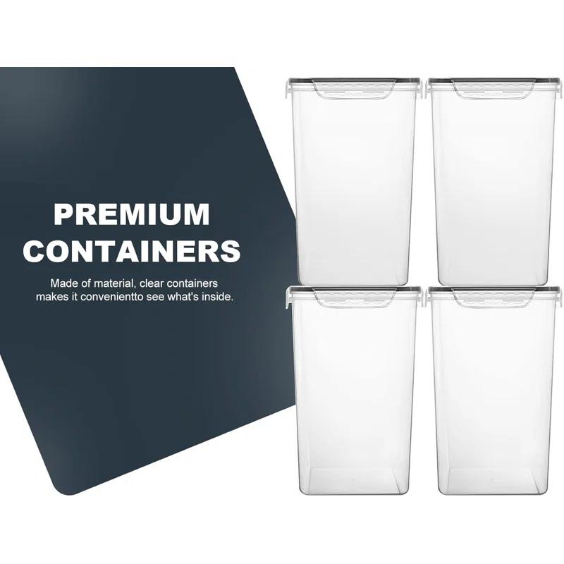 Prep & Savour Extra Large 7qt / 6.5L/220oz Tall Food Storage Containers, WIDE & DEEP, 4-Piece Plastic Airtight Kitchen Pantry Storage Containers for Flour, Sugar, with 4 Measuring Cups,20 Labels