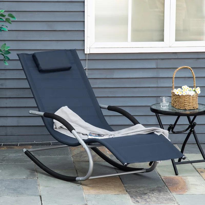 Wrought Studio™ Zero Gravity Rocking Chair Outdoor Chaise Lounge Chair Recliner Rocker