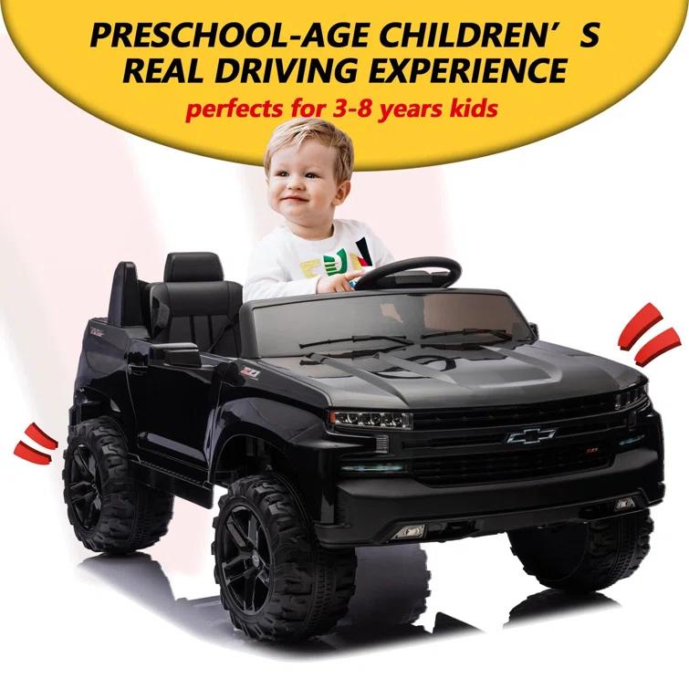 Hetoy 24V Ride On Car Truck Chevrolet Silverado Kids Electric Vehicle 2-Seater Battery Powered With Remote Control