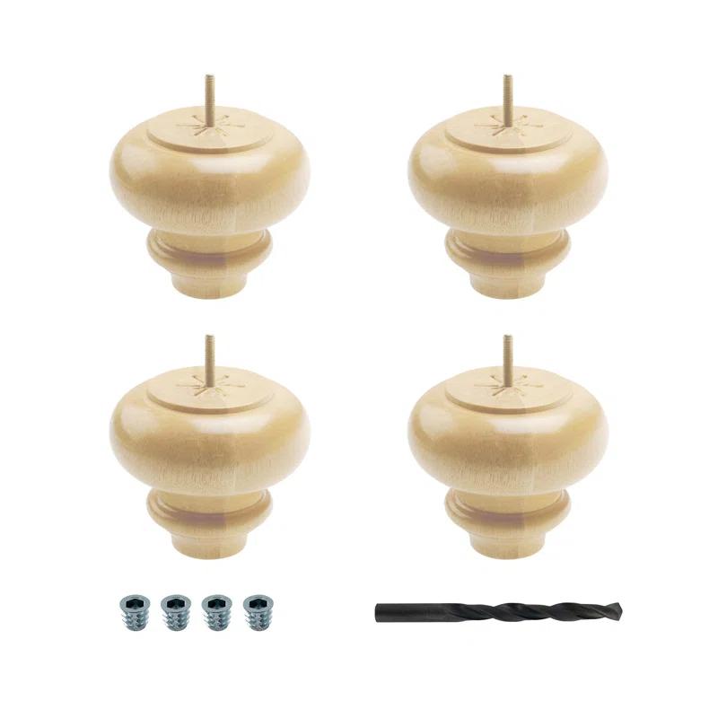 5-1/8 in x 6 in Unfinished Solid Hardwood Round Sofa Leg (Set of 4)