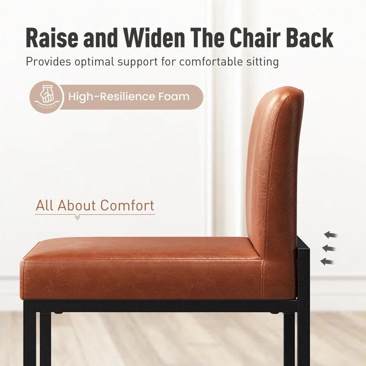 Wade Logan® Catharinus Extra Tall Bar Stool Set - Black Metal Base & Waterproof Faux Leather (Set of 3)