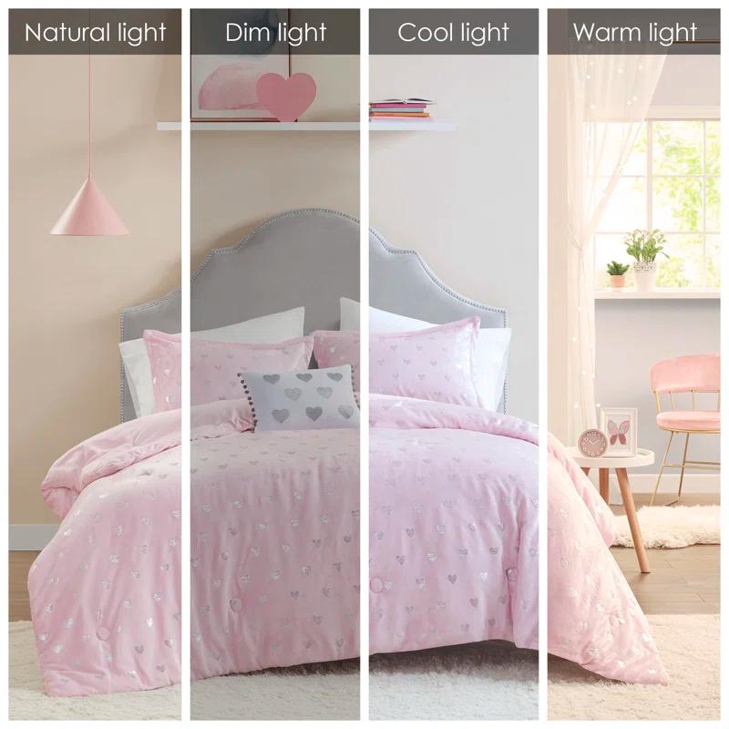 Intelligent Design Rosalie Metallic Printed Plush Comforter Set