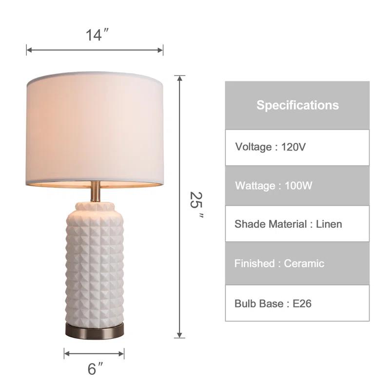 SIMPOL HOME SIMPOL HOME 25 in. Ceramic Table Lamp with Natural White Linen Shade (Set of 2)
