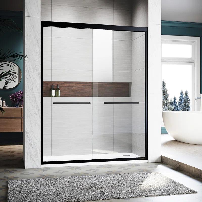 LOONGFIELD Sliding Shower Glass Door 56-60 In. W X 72 In. H, Adjustable Semi Frameless Shower Door, Certified Thick Clear Clear Tempered Glass, 304 Stainless Steel Handles ASTARQ-W2269P144324