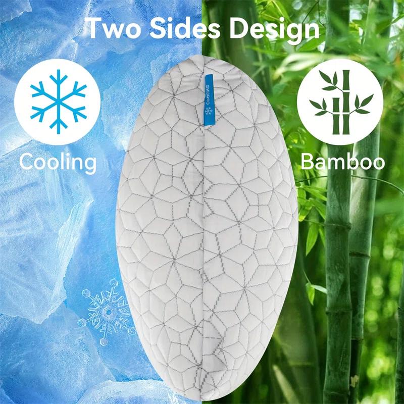Alwyn Home Set Of 2 Cooling Shredded Memory Foam Pillows For Sleeping, Pillow Cooling Gel Pillows For Hot Sleepers Cool Pillow For Side Back Sleeper, Neck Pain Relief Adjustable Gel Bed Pillow For Hot Sleepers
