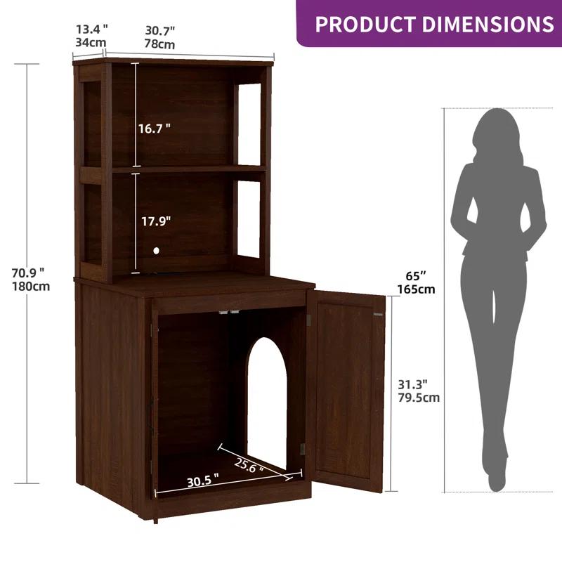 Archie & Oscar™ Alida Large Cat Litter Box Enclosure With Shelves And Doors, Hidden Litter Box Furniture