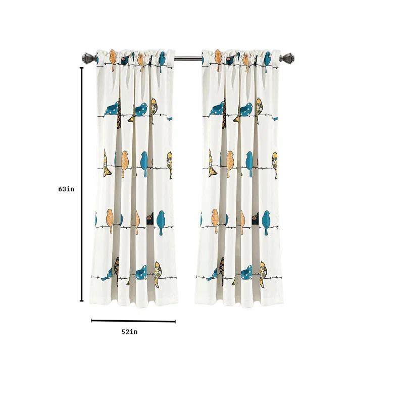 Frifoho Rowley Birds Room Darkening Thermal Rod Pocket Curtain Panels (Set of 2)