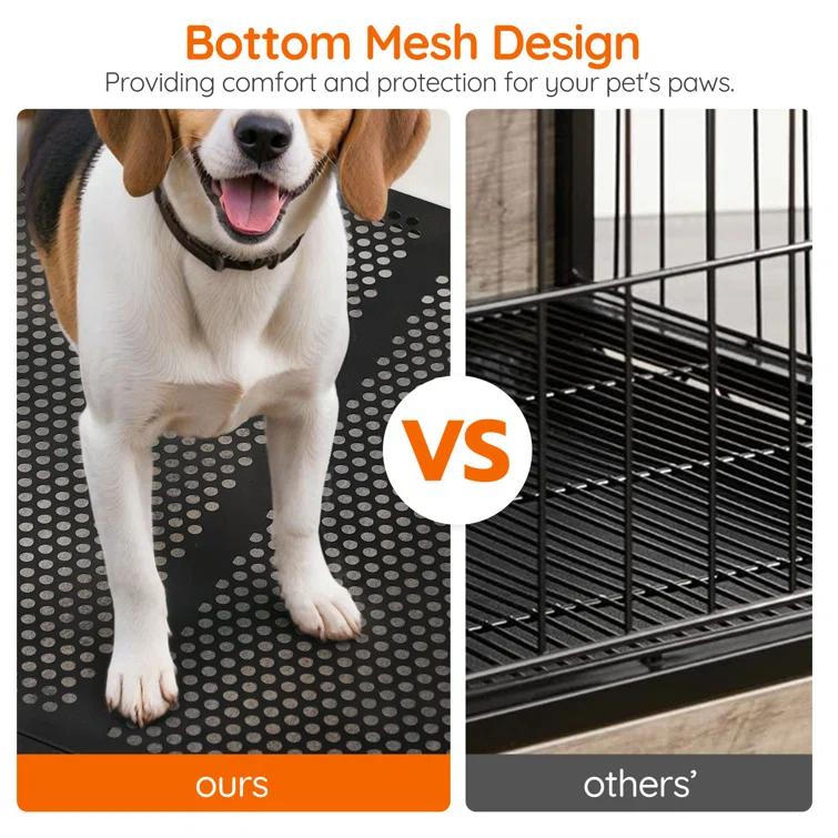 Tucker Murphy Pet™ 72.8 Inch Dog Crate Furniture For 2 Dogs, Farmhouse Double Dog Cage Furniture With Storage Cabinet And Drawer, Wooden Dog Kennel Tv Stand With Power Outlet