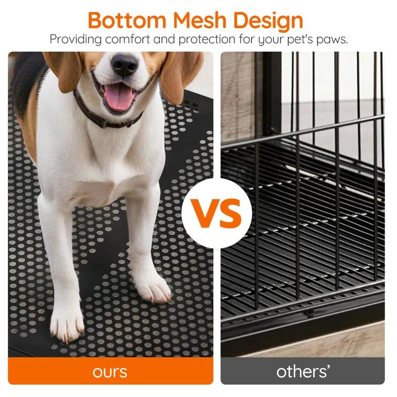 Tucker Murphy Pet™ 72.8 Inch Dog Crate Furniture For 2 Dogs, Farmhouse Double Dog Cage Furniture With Storage Cabinet And Drawer, Wooden Dog Kennel Tv Stand With Power Outlet