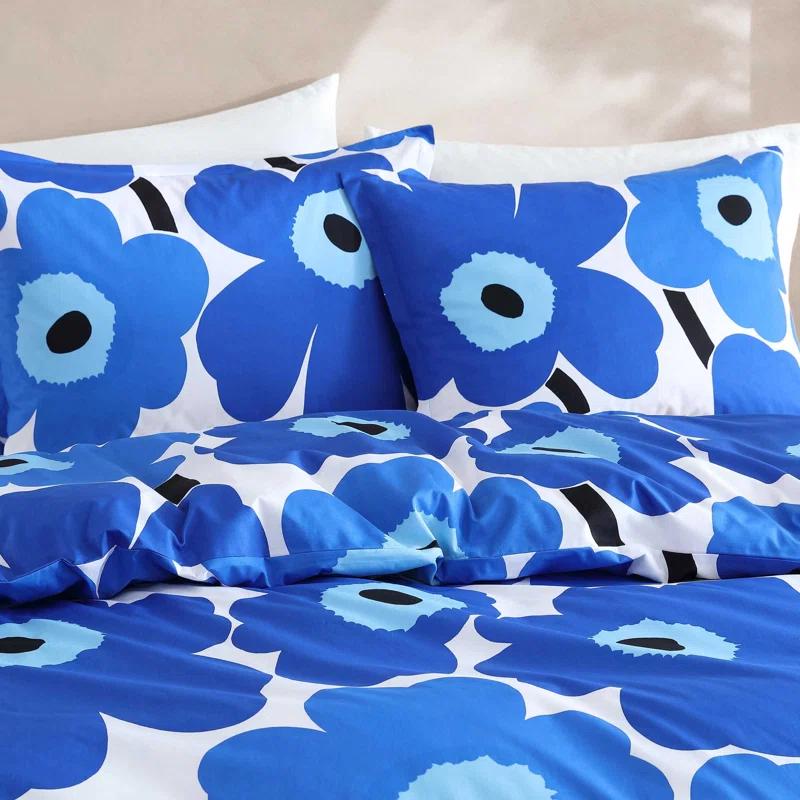 Marimekko Unikko Blue Cotton Duvet Cover Set