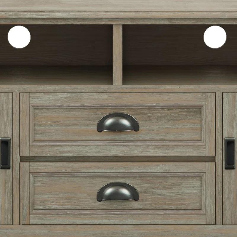 Simpli Home Burlington 72"W Solid Wood TV Stand for TVs up to 80" with 4 Cabinets