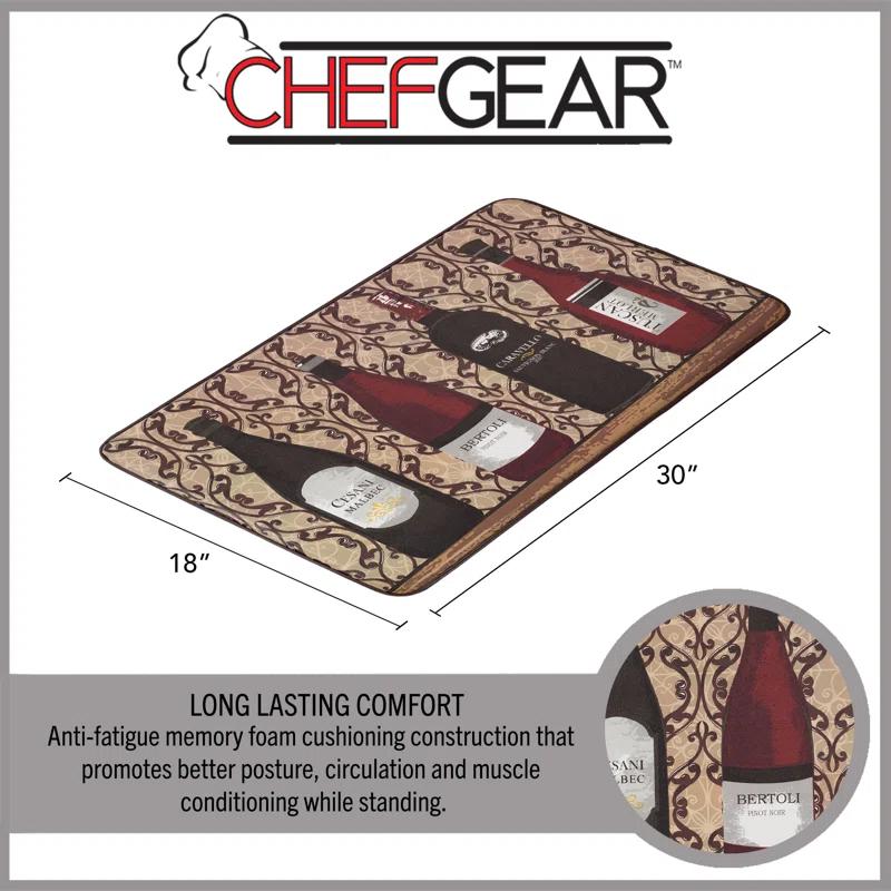 Chef Gear Cushioned Assorted Wines Chef Kitchen Mat