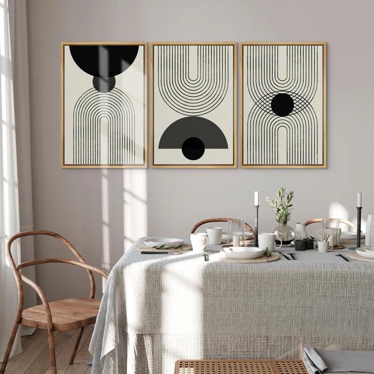 SIGNLEADER Mid-Century Modern Black And White Minimalist Abstract Home Decor Framed Wall Art Work Canvas Print & Reviews | Wayfair